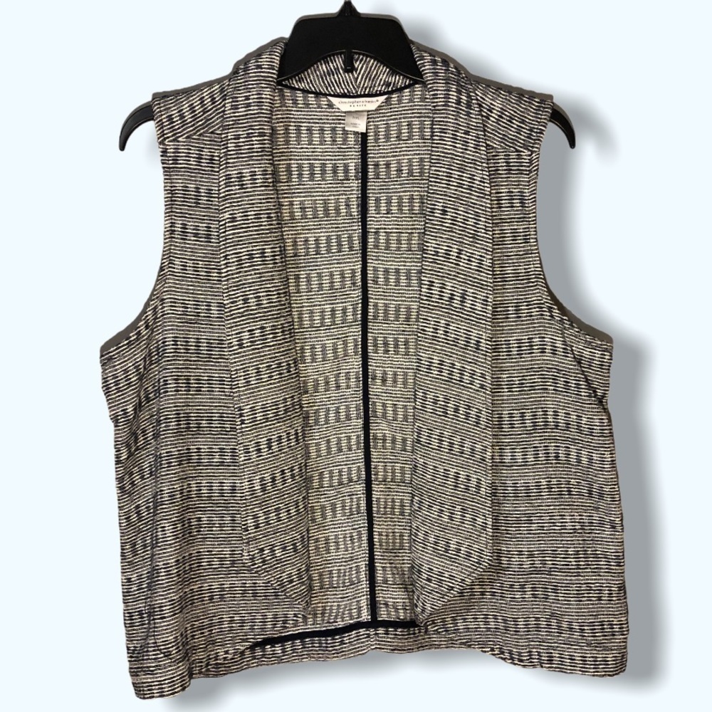 Christopher & Banks - Navy & White Vest - Sz PXL